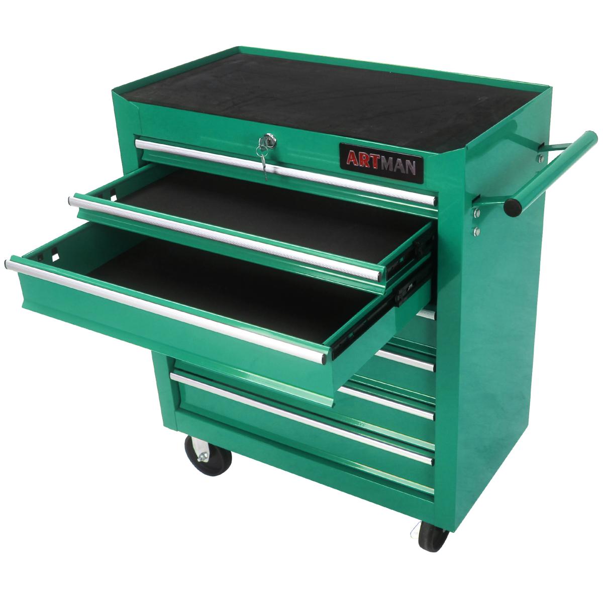 7 Drawers Multifunctional Tool Cart With Wheels-green