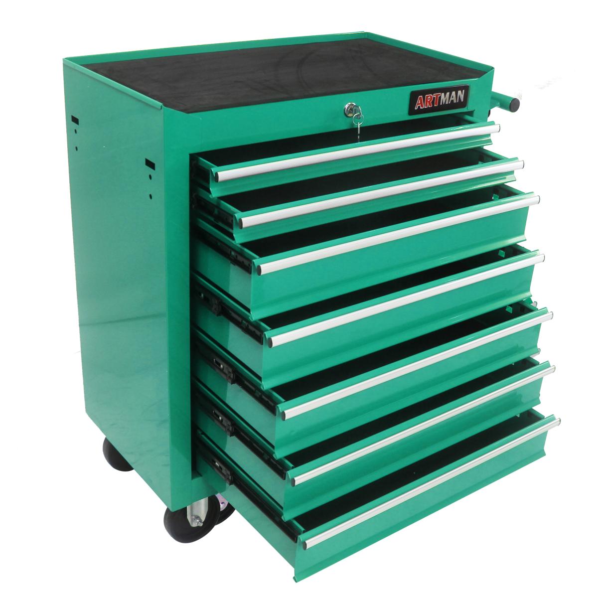 7 Drawers Multifunctional Tool Cart With Wheels-green