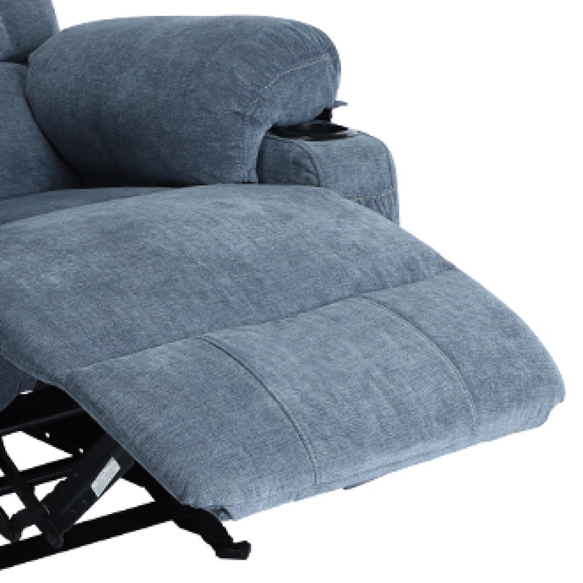 Vanbow.Recliner Chair Massage Heating sofa with Usb and side pocket 2 Cup Holders (Blue)