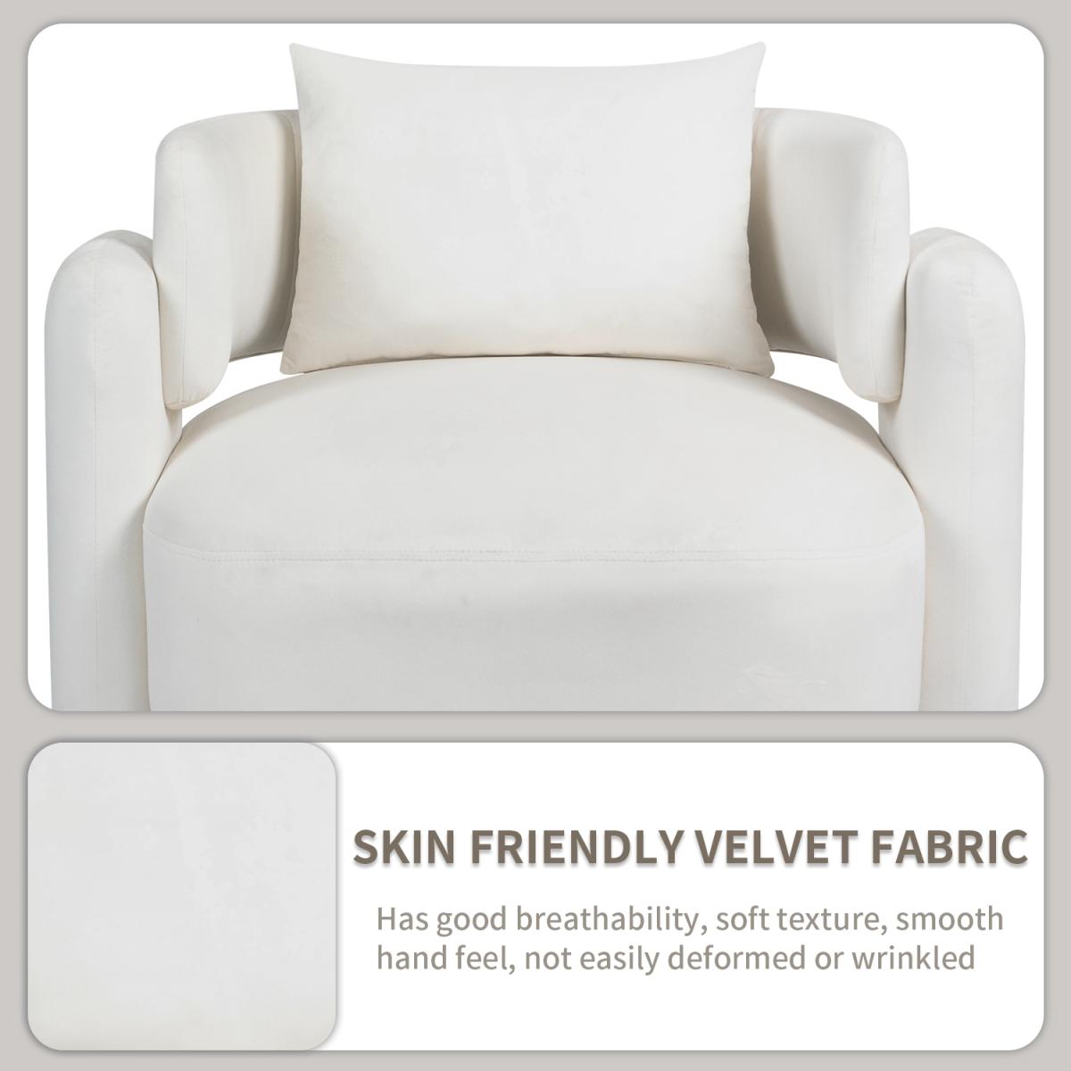 Modern design velvet lounge chair,single sofa with pillows for living room,bedroom(BEIGE)