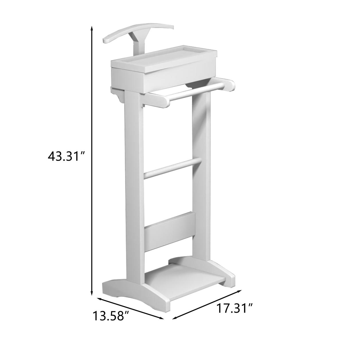 White Portable Garment Rack,Clothes Valet Stand with Storage Organizer