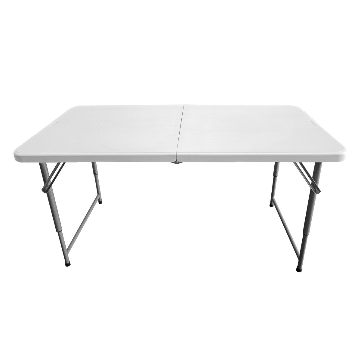 Techni Home 4 Ft Granite White Adjustable Height Folding Table with Easy-Carry Handle