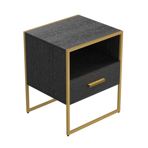 Update Modern Nightstand with 1Drawers, Suitable for Bedroom/Living Room/Side Table (Gold and Black )