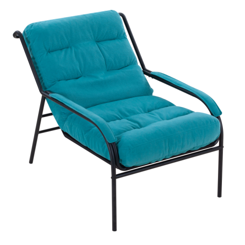 Lounge Recliner Chair Leisure chair Studio Chairs Iron Arm Club Chair with Metal Legs Moveable Cushion for Living Room (Turquoise)