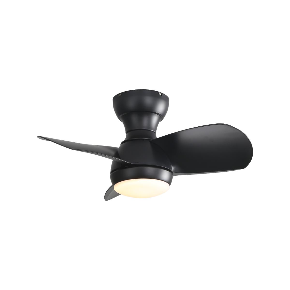 23 Inch Bedroom Ceiling Fan With 3 Color Dimmable 3 Abs Blades Remote Control Dc Motor Black With 18w Led Light