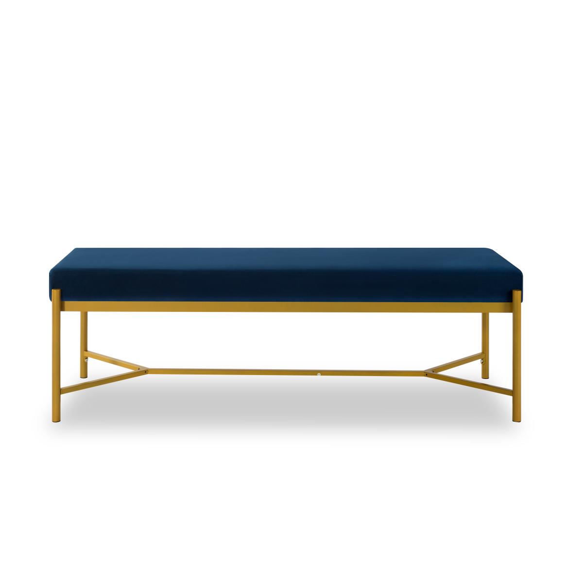 Long Upholstered Bench Navy Blue