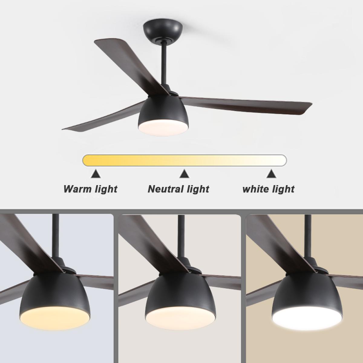 52 Inch Indoor Led Ceiling Fan With 3 Color Dimmable 6 Speed Remote Control 3 Blade For Living Room