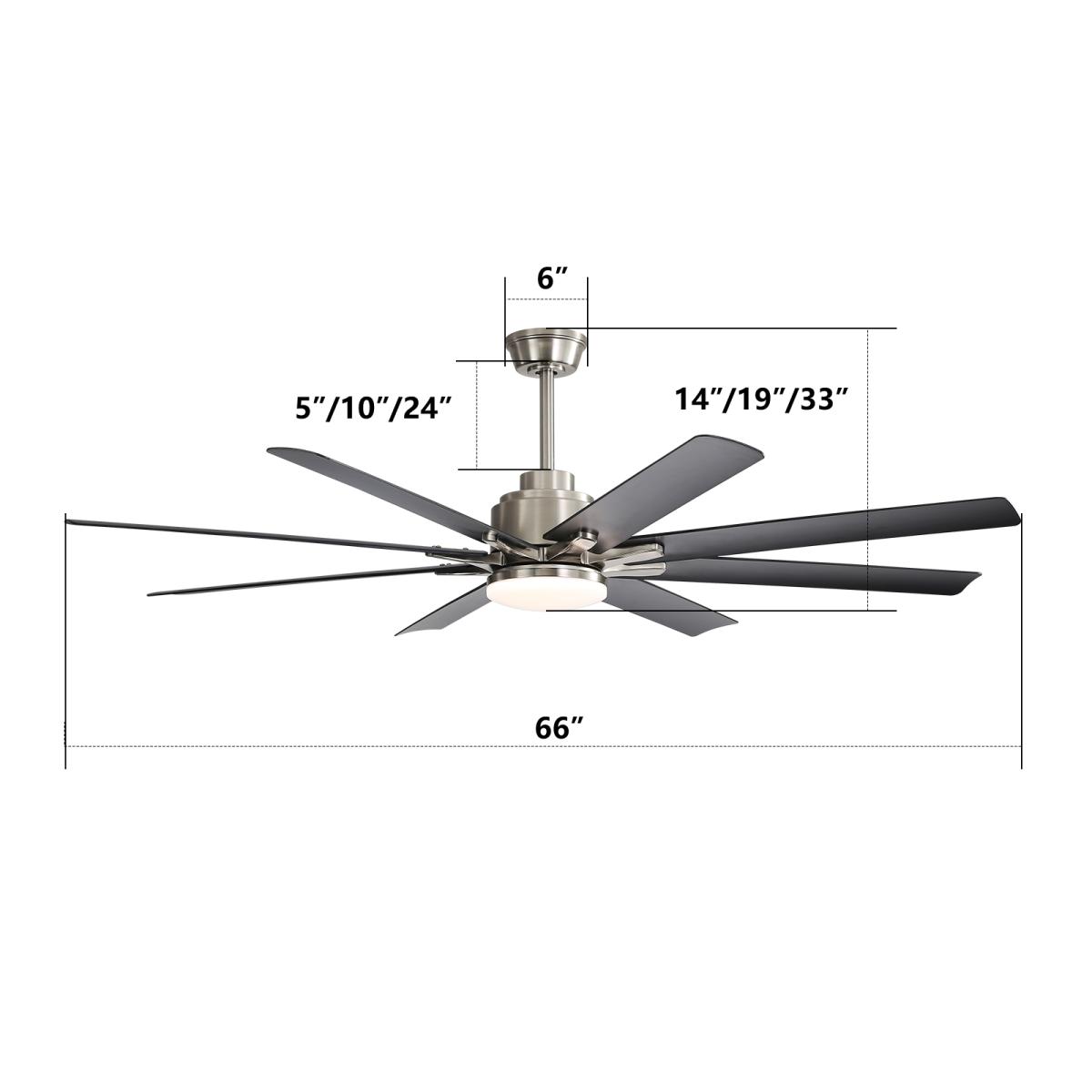 66 Inch Low Profile Abs Ceiling Fan with Dimmable Lights and Smart Remote Control 6 Speed Reversible Noiseless Dc Motor for Indoor