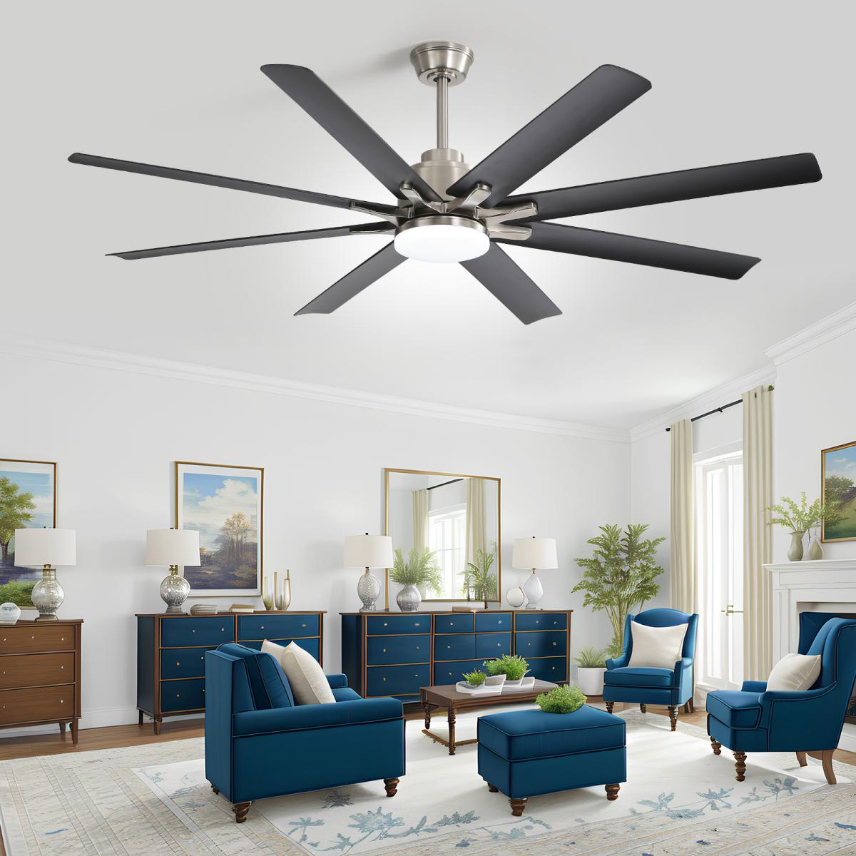 66 Inch Low Profile Abs Ceiling Fan with Dimmable Lights and Smart Remote Control 6 Speed Reversible Noiseless Dc Motor for Indoor