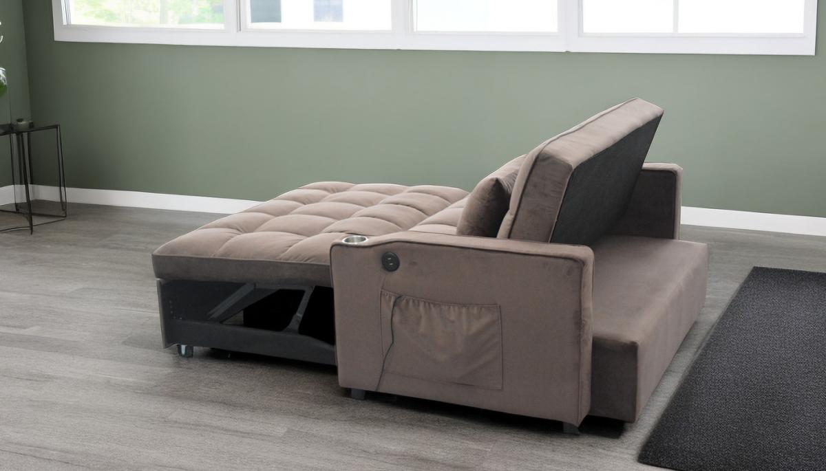 Lazy Sofa Bed,Luxury Seating Foldable Sofa Bed, Sofa velvet pull-out bed, Adjustable Back And With Usb Port and Swivel Phone Stand