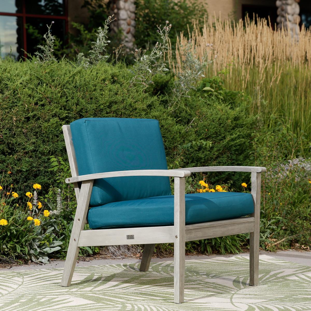 Deep Seat Eucalyptus Chair, Natural Oil Finish, Cream Cushions