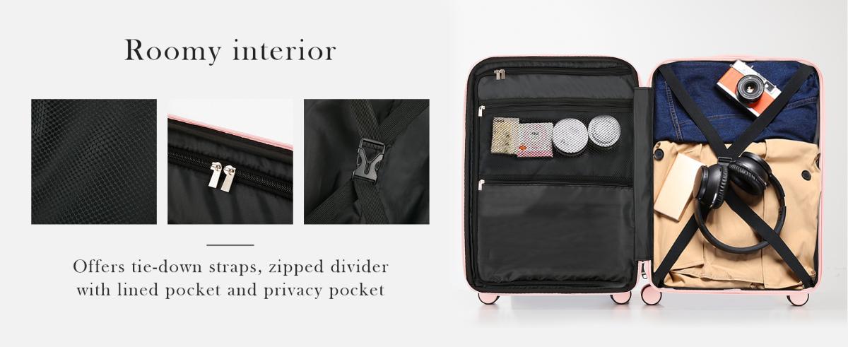 Hardshell Pc Luggage Sets 3 Piece Spinner 8 wheels Suitcase with Tsa Lock Lightweight 20''24''28''