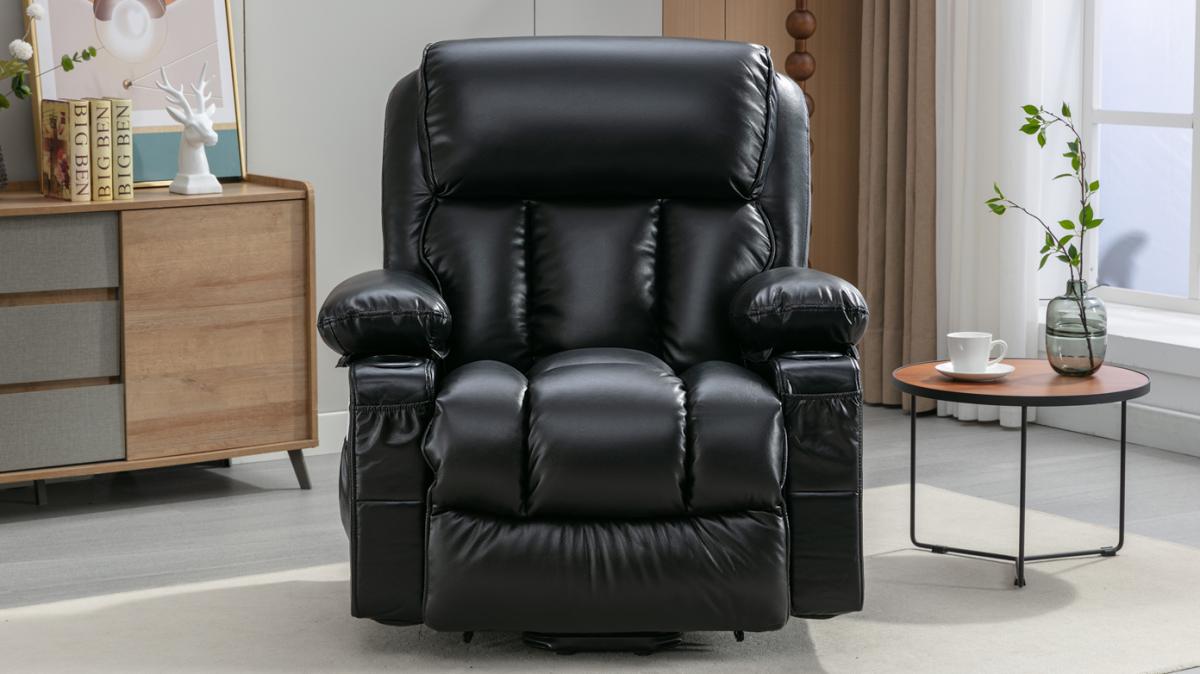 Power Lift Recliner Chair Recliners for Elderly with Heat and Massage Recliner Chair for Living Room with Infinite Position and Side Pocket,USB Charge .black