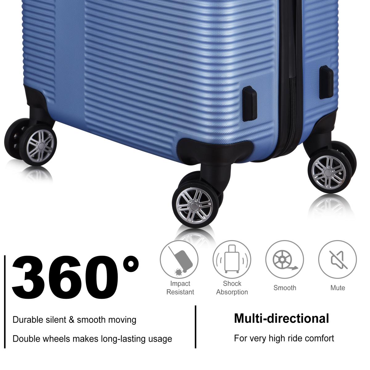 3 Piece Luggage with Tsa Lock Abs, Durable Luggage Set, Lightweight Suitcase with Hooks, Spinner Wheels Cross Stripe Luggage Sets 20in/24in/28in