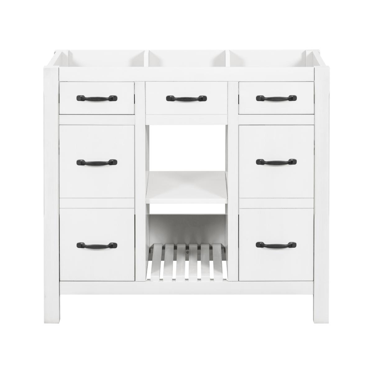 36''Bathroom Vanity without Sink,Modern Bathroom Storage Cabinet with 2 Drawers and 2 Cabinets,Solid Wood Frame Bathroom Cabinet (not Include Basin)