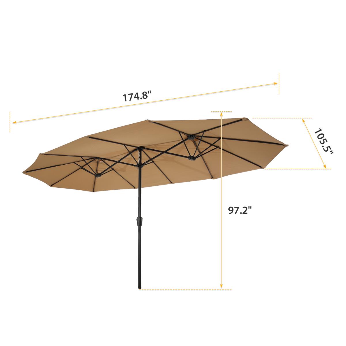 15x9ft Large Double-Sided Rectangular Outdoor Twin Patio Market Umbrella with light and base- red