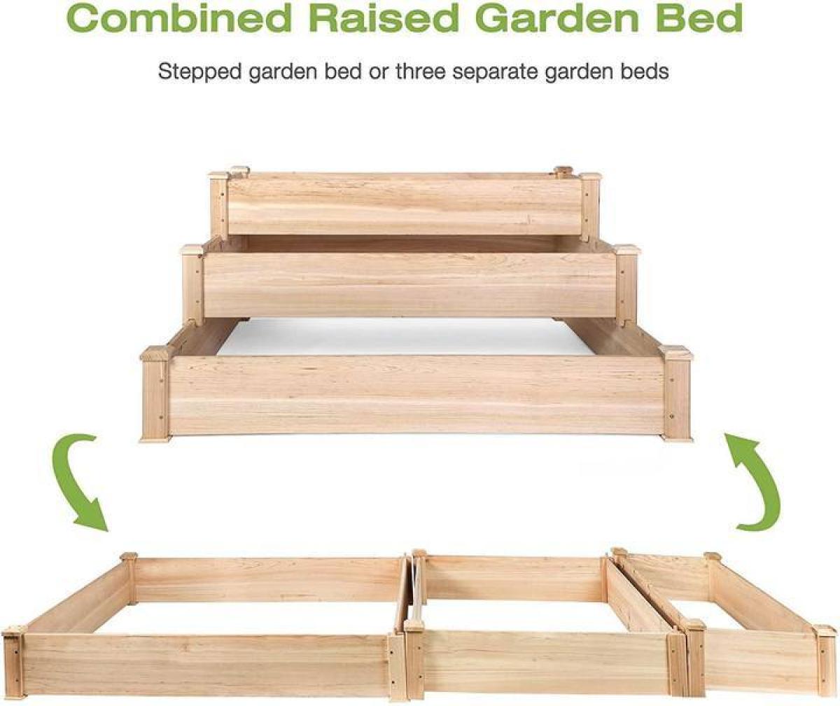 3 Tier Raised Garden Bed Kit Wooden Planter Box Heavy Duty Solid Fir Wood