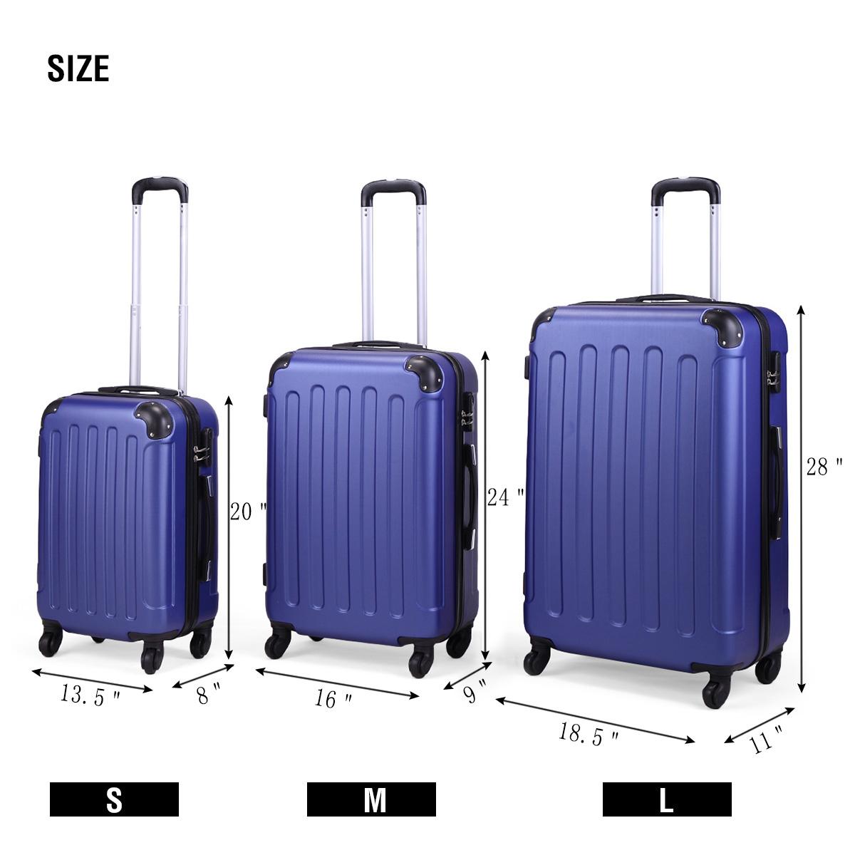 3-Piece Luggage Set (20/24/28), Expandable Carry on Suitcase with Spinner Wheels, Deep Blue