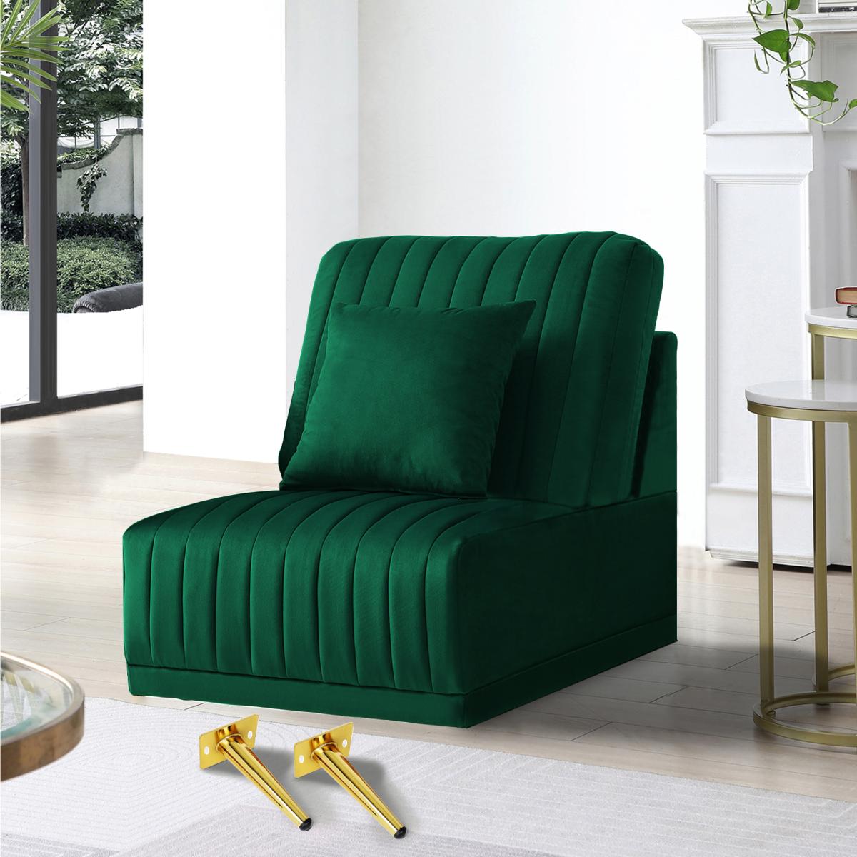 The green sofa without armrests is not sold separately and needs to be combined with other parts or multiple seats.