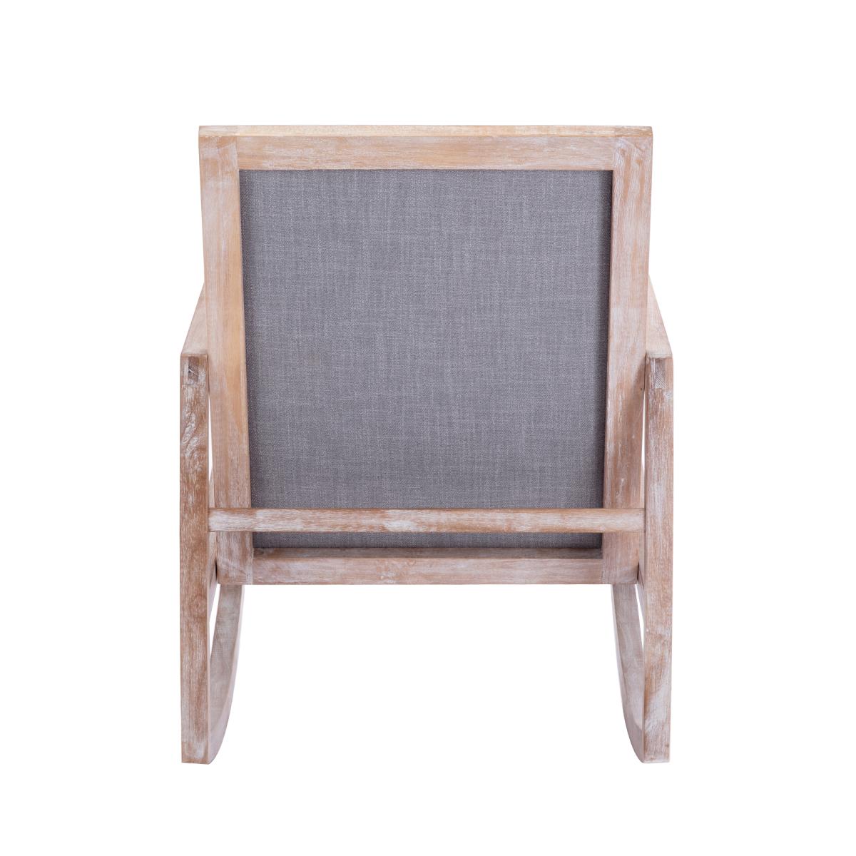 Solid wood linen fabric antique white wash painting rocking chair with removable lumbar pillow