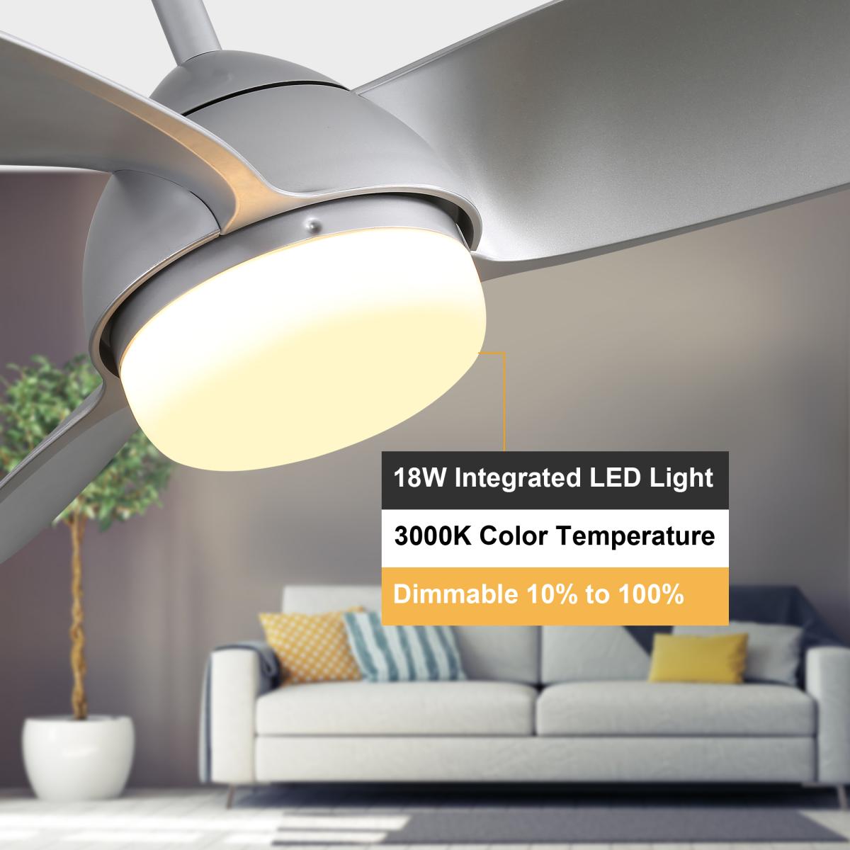 42 Inch Modern Abs Ceiling Fan With 6 Speed Remote Control Dimmable Reversible Dc Motor With Light