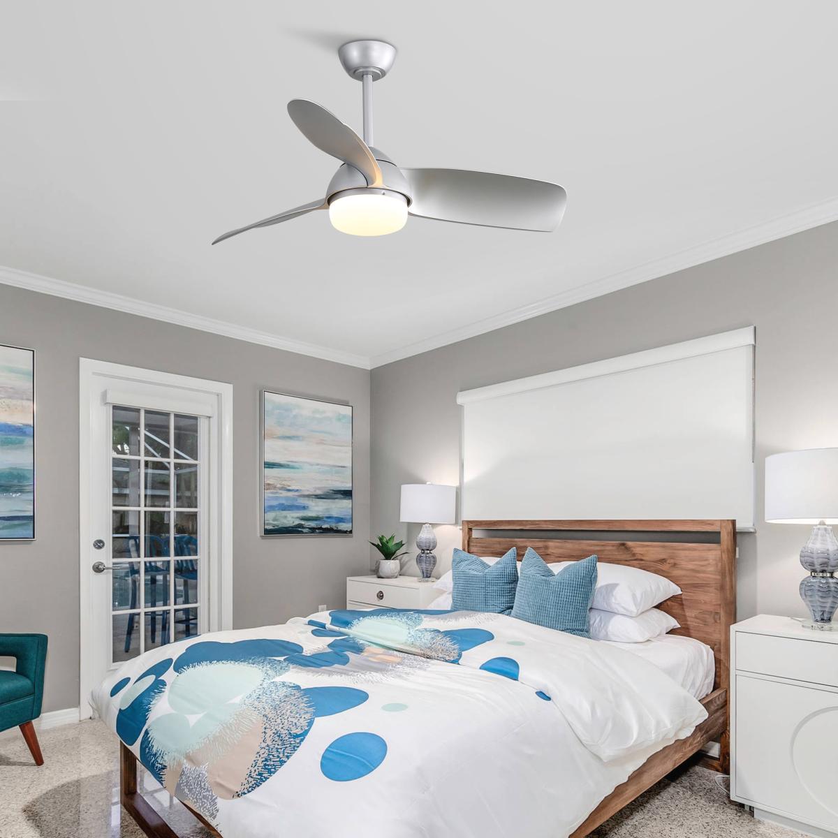 42 Inch Modern Abs Ceiling Fan With 6 Speed Remote Control Dimmable Reversible Dc Motor With Light