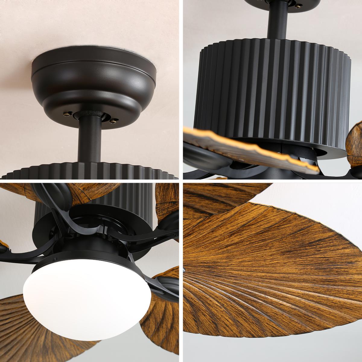 48 Inch Tropical Ceiling Fan With 3 Speed Wind 3 Color Dimmable Led Light Remote Control Reversible Ac Motor