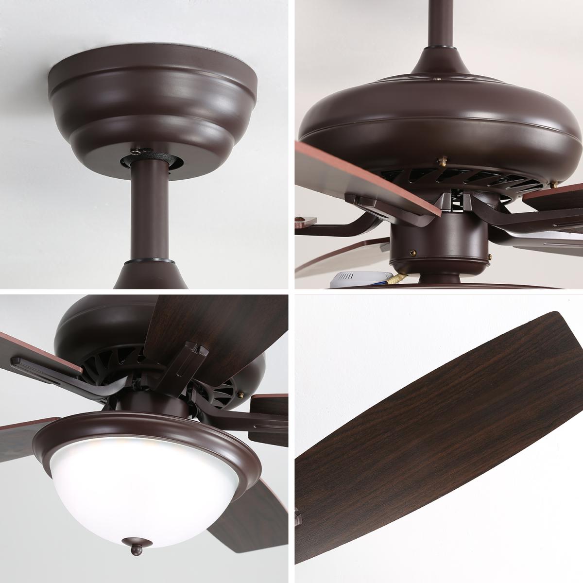 52 Inch Indoor Crystal Ceiling Fan With 3 Speed Wind 5 Plywood Blades Remote Control Ac Motor With Light