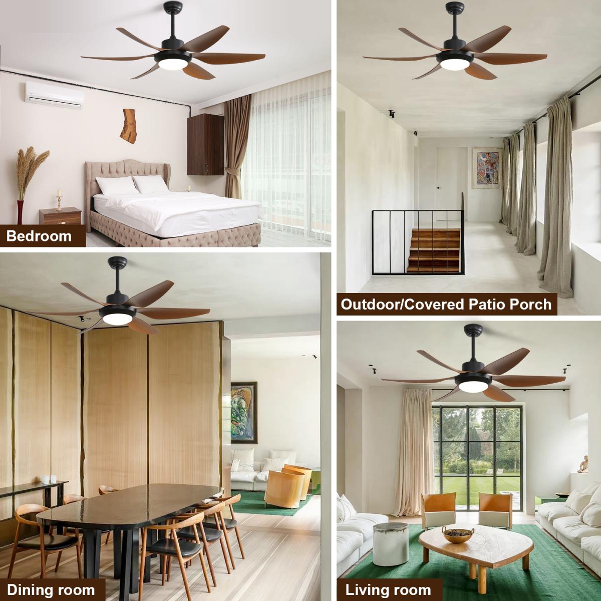 54 Inch Indoor Ceiling Fan With Dimmable Led Light 5 Abs Blades Remote Control Reversible Dc Motor For Living Room