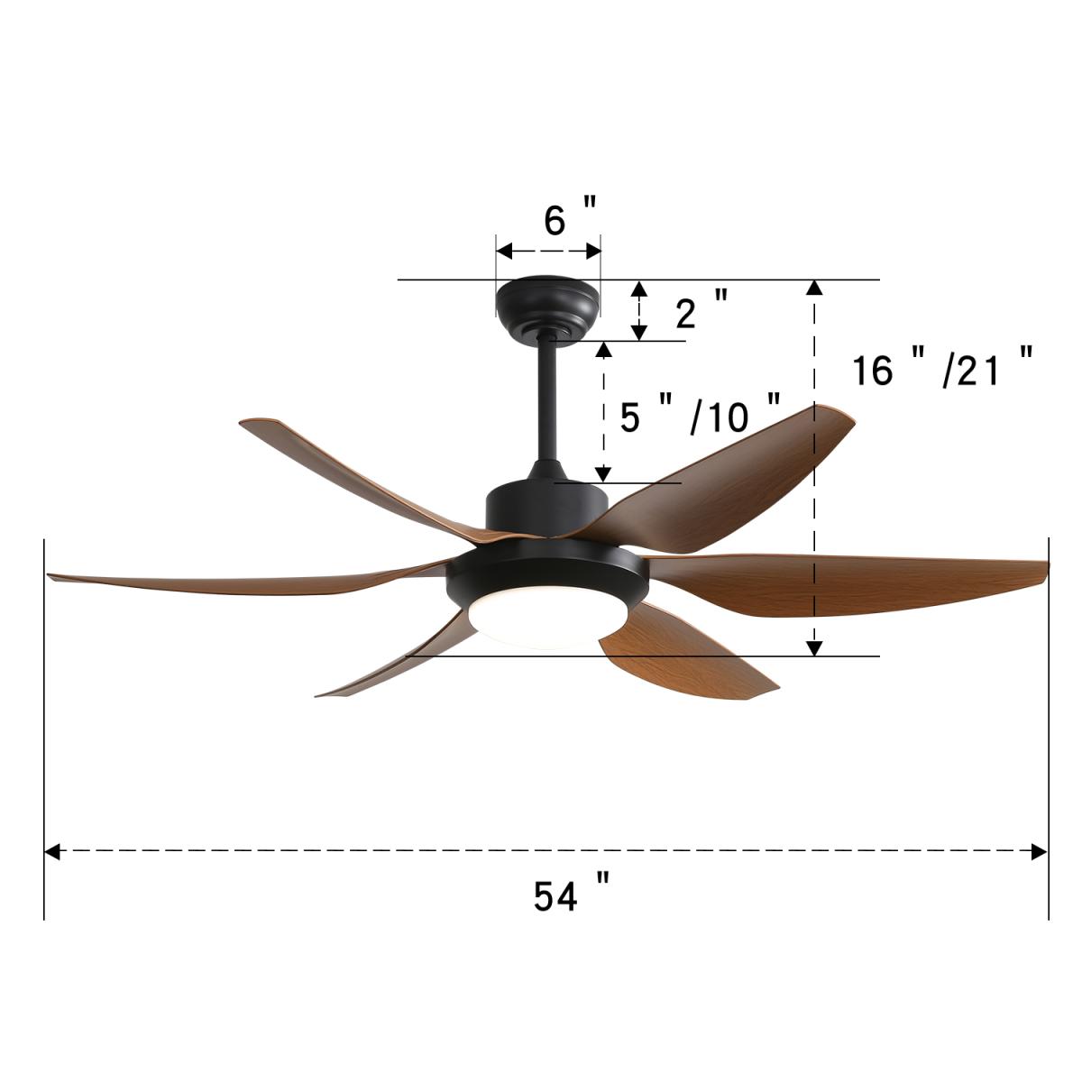 54 Inch Indoor Ceiling Fan With Dimmable Led Light 5 Abs Blades Remote Control Reversible Dc Motor For Living Room