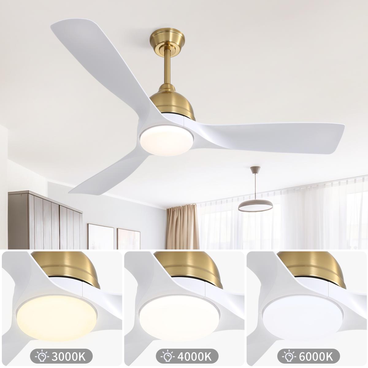 54 Inch Modern Abs Ceiling Fan 6 Speed Remote Control Dimmable Reversible Dc Motor With Light and Smart App Control