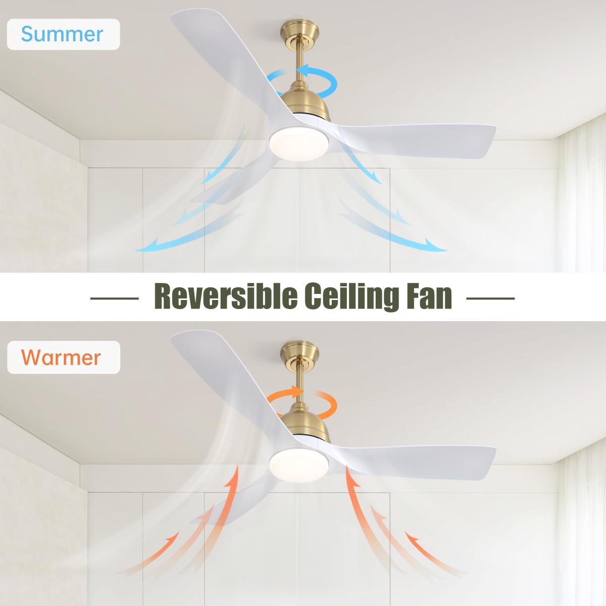 54 Inch Modern Abs Ceiling Fan 6 Speed Remote Control Dimmable Reversible Dc Motor With Light and Smart App Control