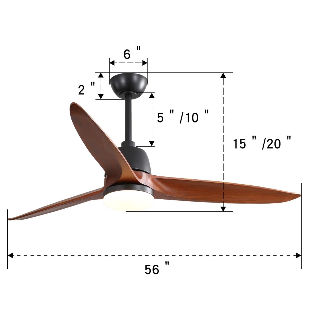 56 Inch Ceiling Fan Light With 6 Speed Remote Energy-saving Dc Motor Matte Black