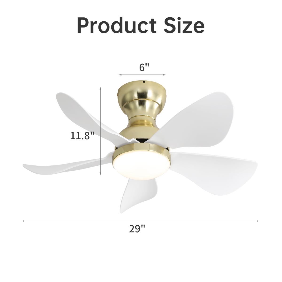 29 Inch Indoor Flush Mount Ceiling Fan with Light Reversible Motor Remote Control