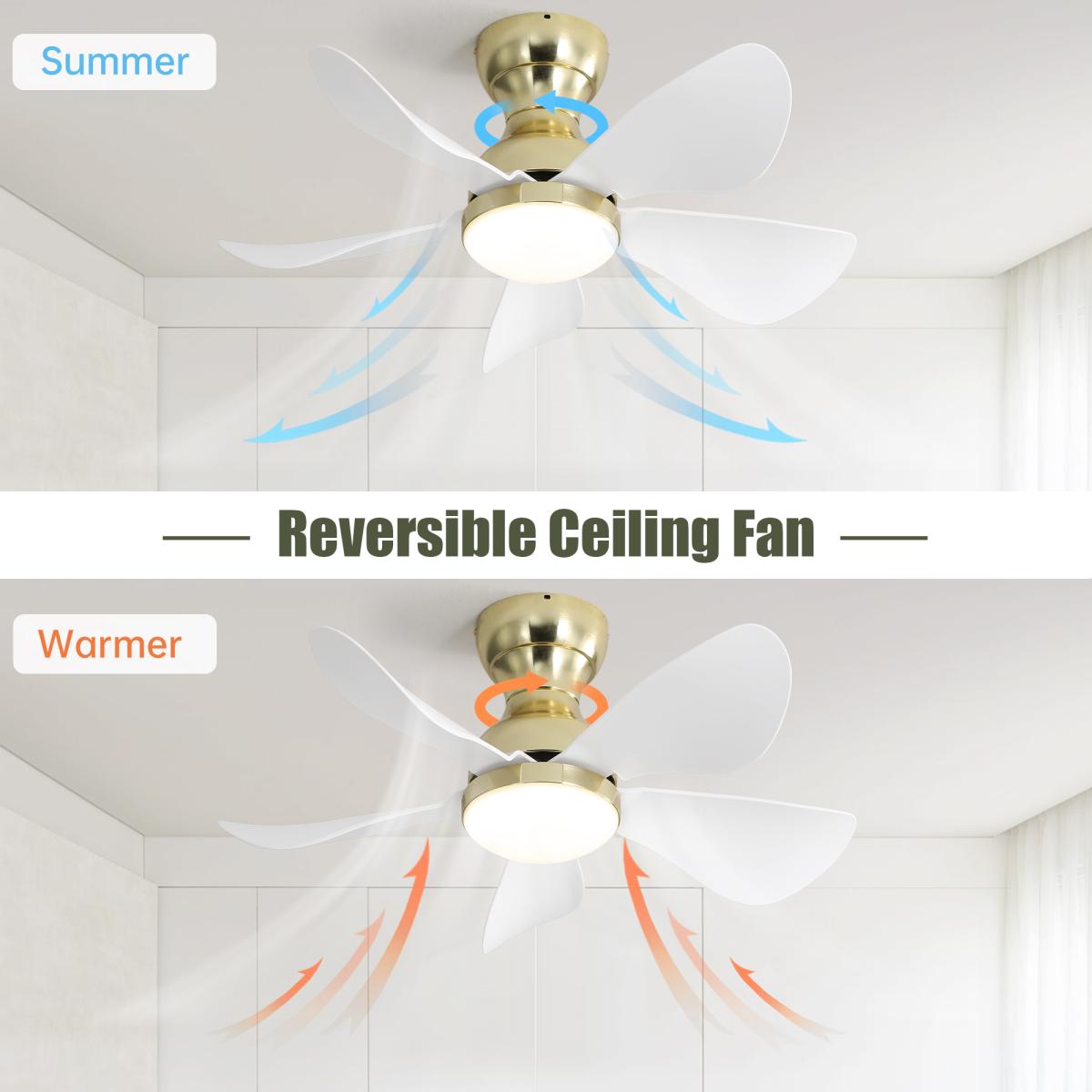 29 Inch Indoor Flush Mount Ceiling Fan with Light Reversible Motor Remote Control